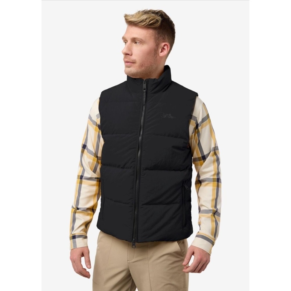 Jack Wolfskin Vest Mens Medium Black Quilted Puffer Full Zip Outdoor Hiking